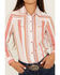 Image #3 - Cruel Girl Girls' Striped Long Sleeve Snap Western Shirt , Red, hi-res