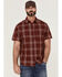 Image #1 - Brothers and Sons Men's Large Plaid Short Sleeve Button-Down Western Performance Shirt, Red, hi-res