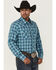Image #1 - Wrangler Retro Men's Plaid Print Long Sleeve Snap Western Shirt, Turquoise, hi-res