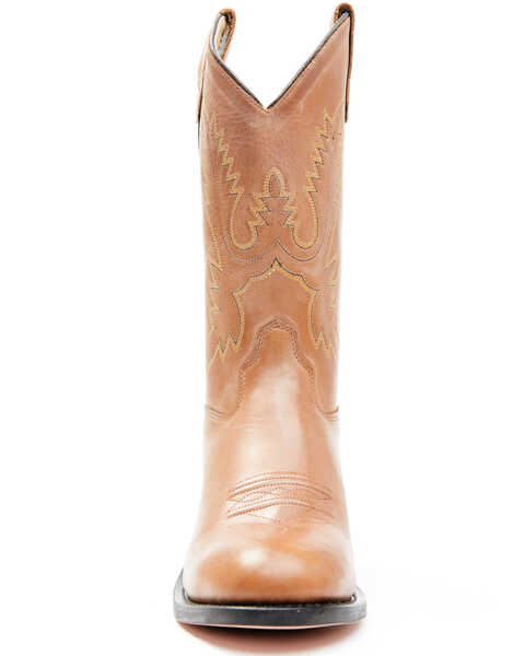 Image #5 - Old West Little Girls' Corona Calfskin Western Boots - Round Toe, Tan, hi-res