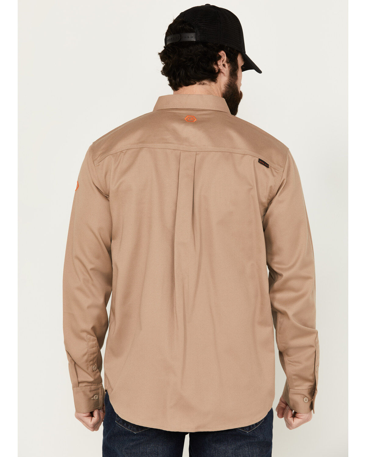 Image #4 - Hawx Men's FR Woven Long Sleeve Button-Down Work Shirt, Beige, hi-res
