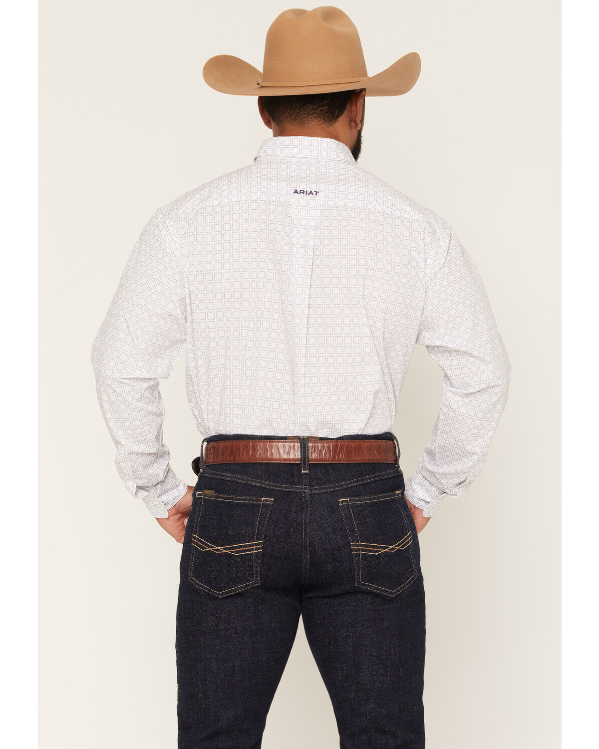 Image #4 - Ariat Men's Pace Geo Print Long Sleeve Button-Down Western Shirt, White, hi-res