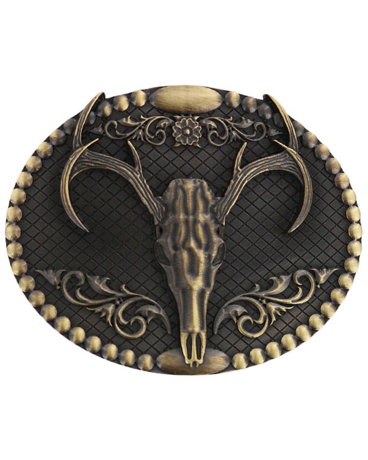 Cody James&reg; Men's Deer Skull Belt Buckle, Bronze, hi-res