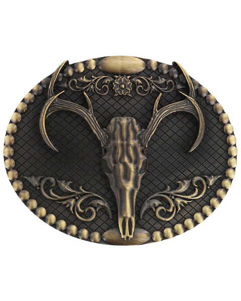 Image #1 - Cody James® Men's Deer Skull Belt Buckle, Bronze, hi-res