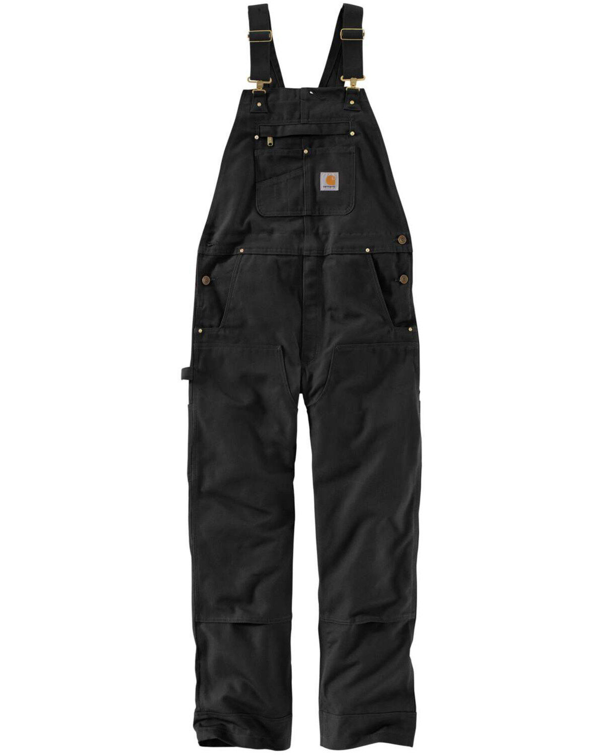 Carhartt Men's Duck Bib Work Overalls, Black, hi-res