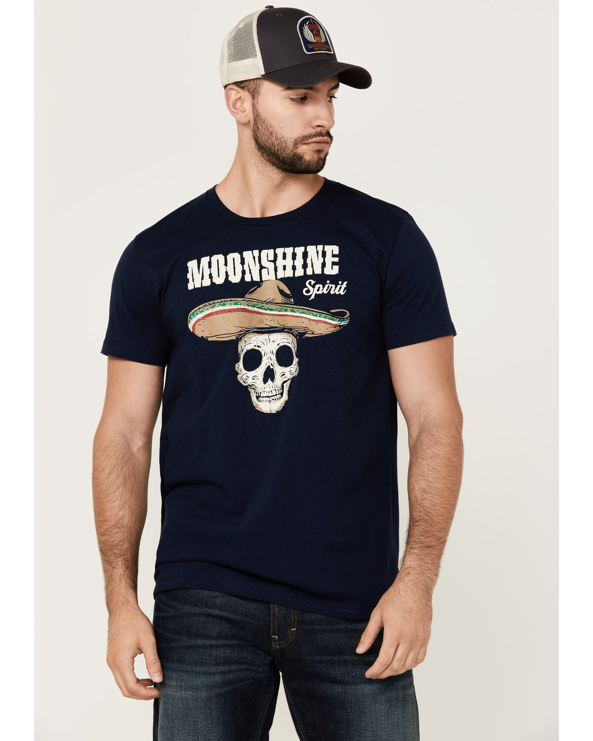 Image #1 - Moonshine Spirit&reg; Men's Party Skull Mariachi Short Sleeve Graphic T-Shirt, Navy, hi-res