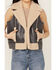 Image #3 - Cleo + Wolf Women's Charles Sherpa Bonded Faux Leather Vest, Charcoal, hi-res