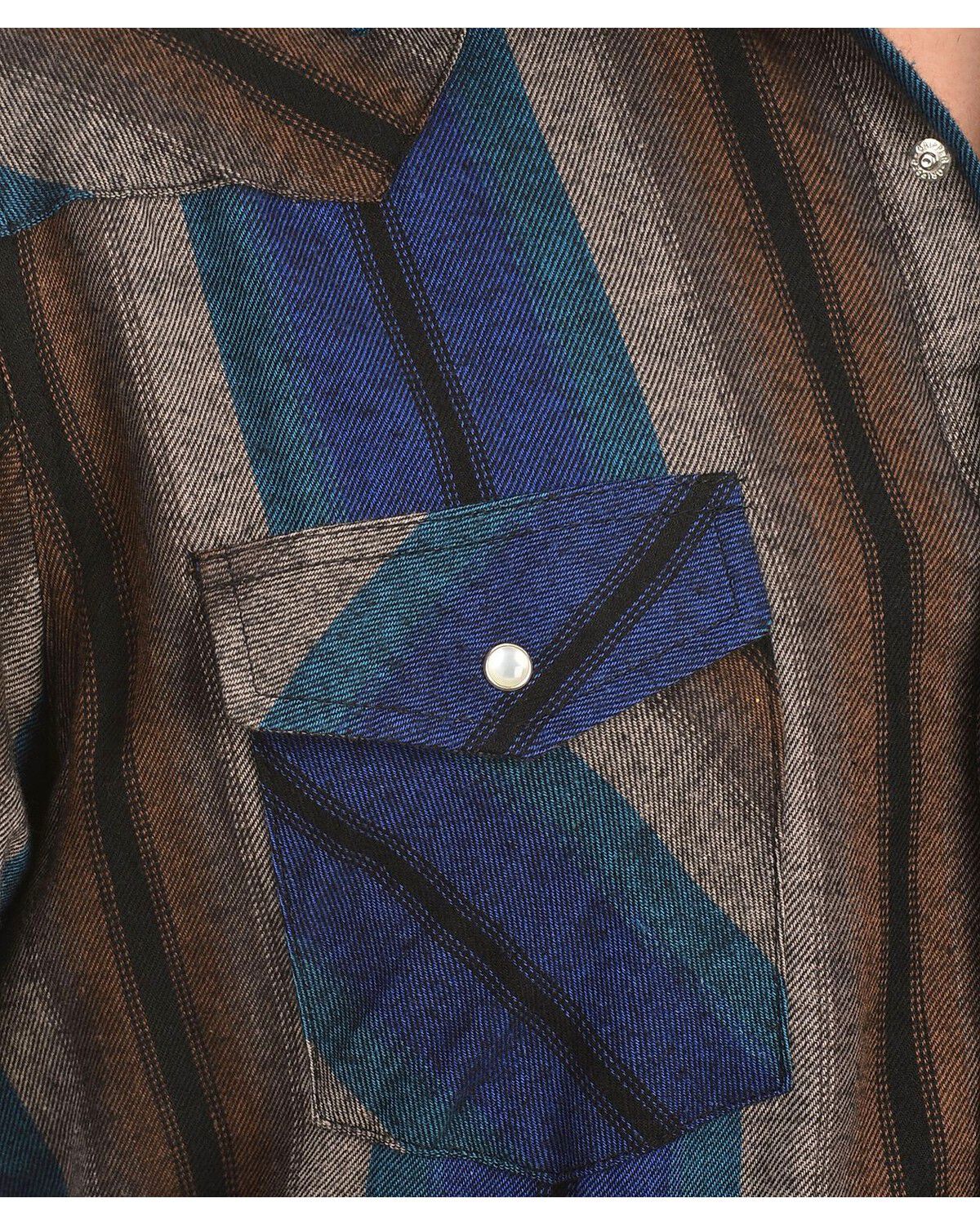 Image #3 - Wrangler Assorted Striped 4.5 oz.Flannel Long Sleeve Shirts - Big,Tall, Big/Tall, Stripe, hi-res