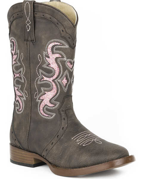 Image #1 - Roper Girls' Lexi Western Boots - Square Toe , Brown, hi-res