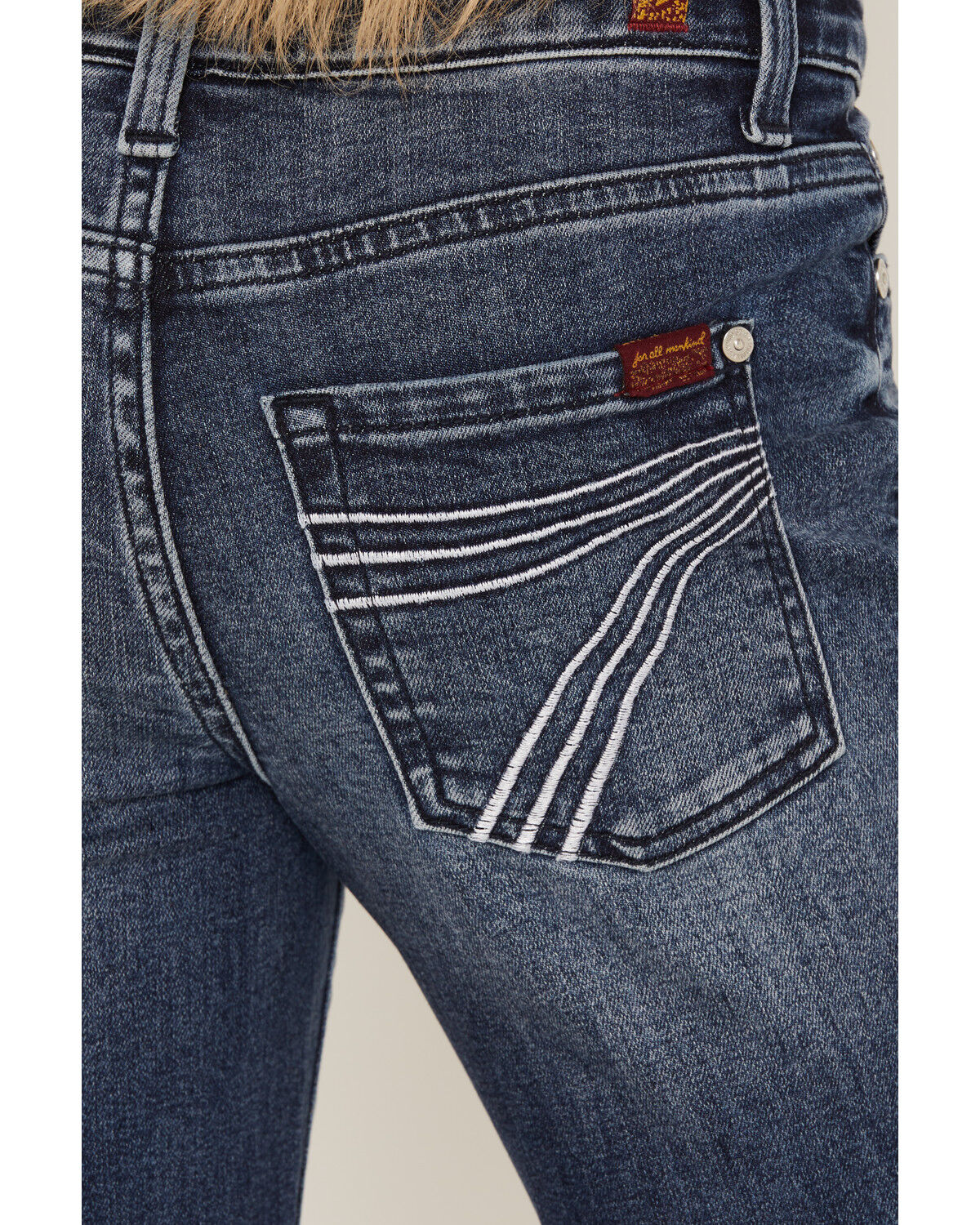 Image #4 - 7 For All Mankind Girls' Lake Dark Wash Mini Dojo Trouser Stretch Denim Jeans, Blue, hi-res
