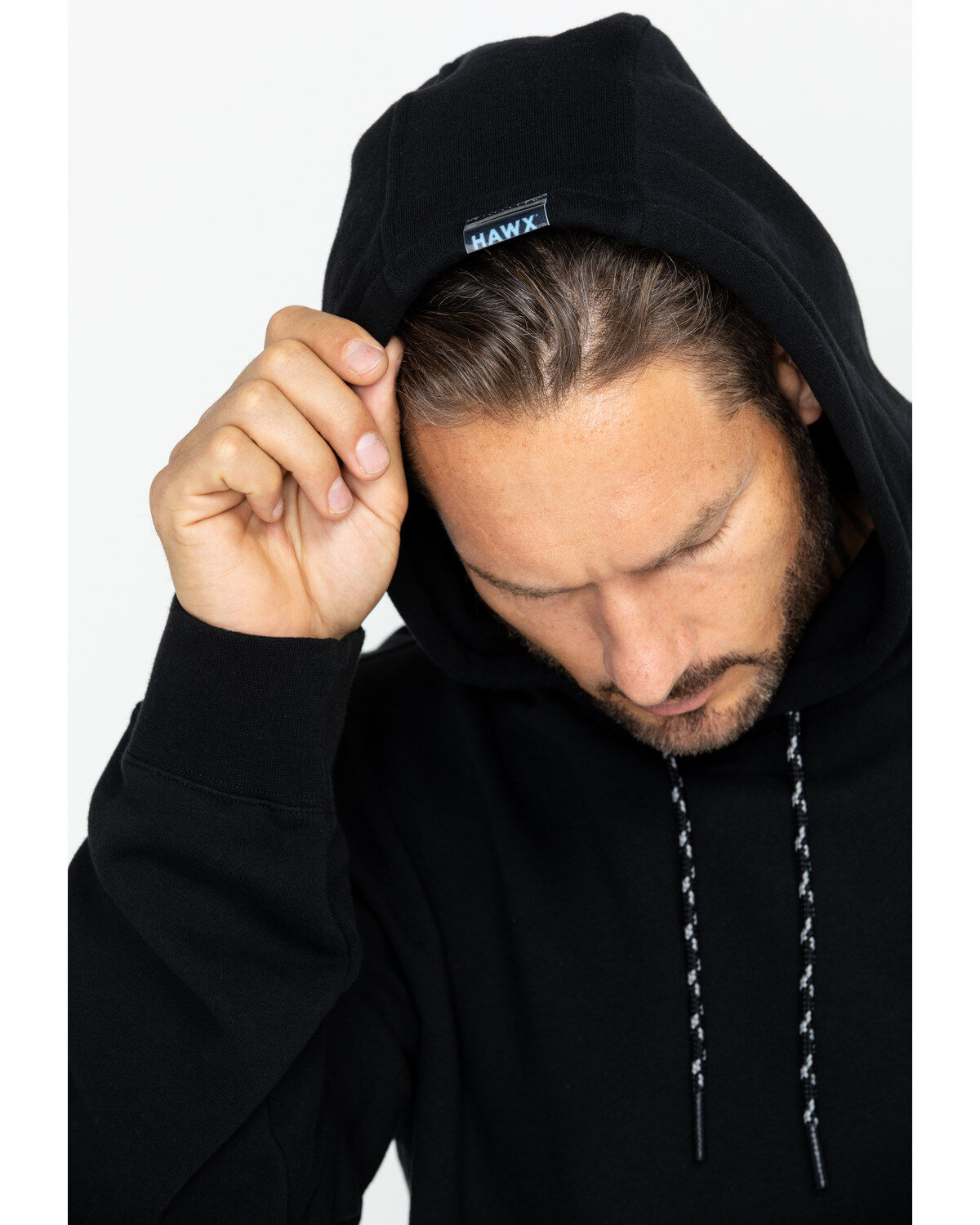 Image #5 - Hawx Men's Logo Sleeve Hooded Work Sweatshirt - Big, Black, hi-res