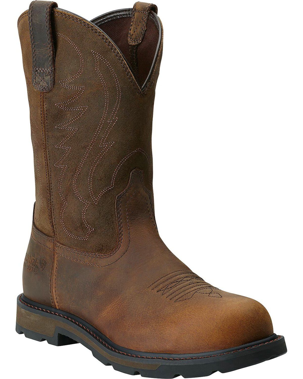 Ariat Men's Groundbreaker Pull On Work Boots - Steel Toe, Brown, hi-res