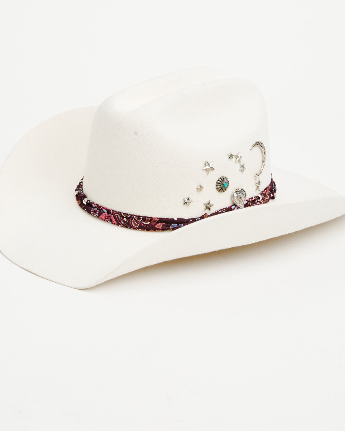 Image #1 - Shyanne Women's Corded Bandana Felt Cowboy Hat, White, hi-res