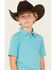 Image #3 - Rock & Roll Denim Boys' Striped Print Short Sleeve Polo Shirt, Teal, hi-res