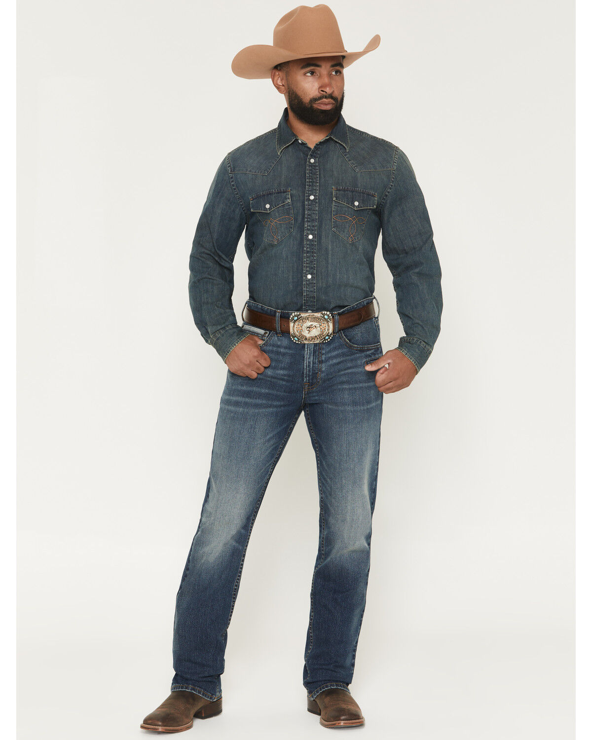 Cody James Men's Eastwood Wash Jackson Slim Straight Stretch Concealed Carry Utility Jeans, Dark Wash, hi-res