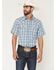 Image #1 - Cody James Men's Briggs Plaid Print Short Sleeve Snap Western Shirt, Blue, hi-res