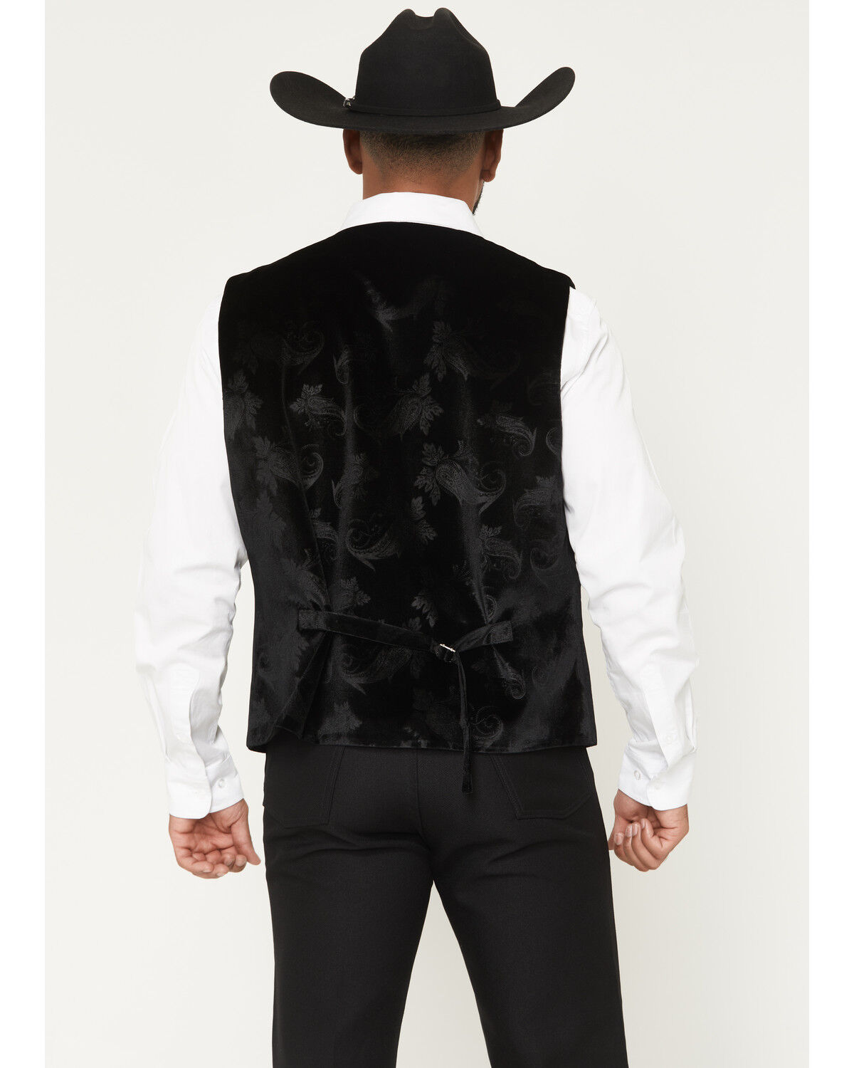 Image #4 - Cody James Men's Velvet Paisley Print Western Dress Vest, Black, hi-res