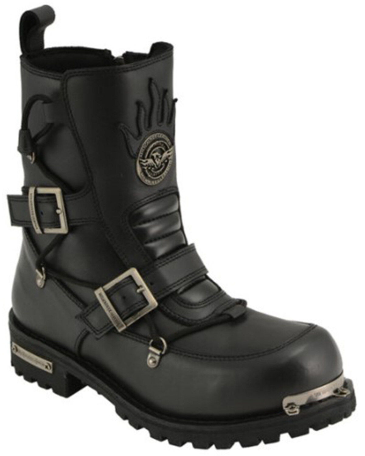 Image #1 - Milwaukee Leather Men's Tactical Buckle Logger Motorcycle Boots Round Toe - Extended Sizes, Black, hi-res