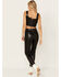 Image #3 - Sadie & Sage Women's Night Owl Embroidered Front Slit Faux Leather Pants , Black, hi-res