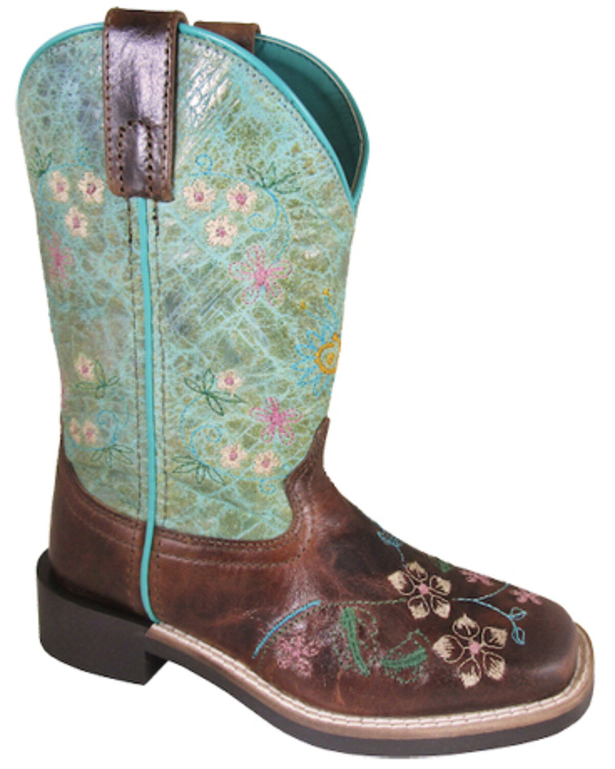 Image #1 - Smoky Mountain Girls' Wildflower Western Boots - Broad Square Toe, Brown, hi-res