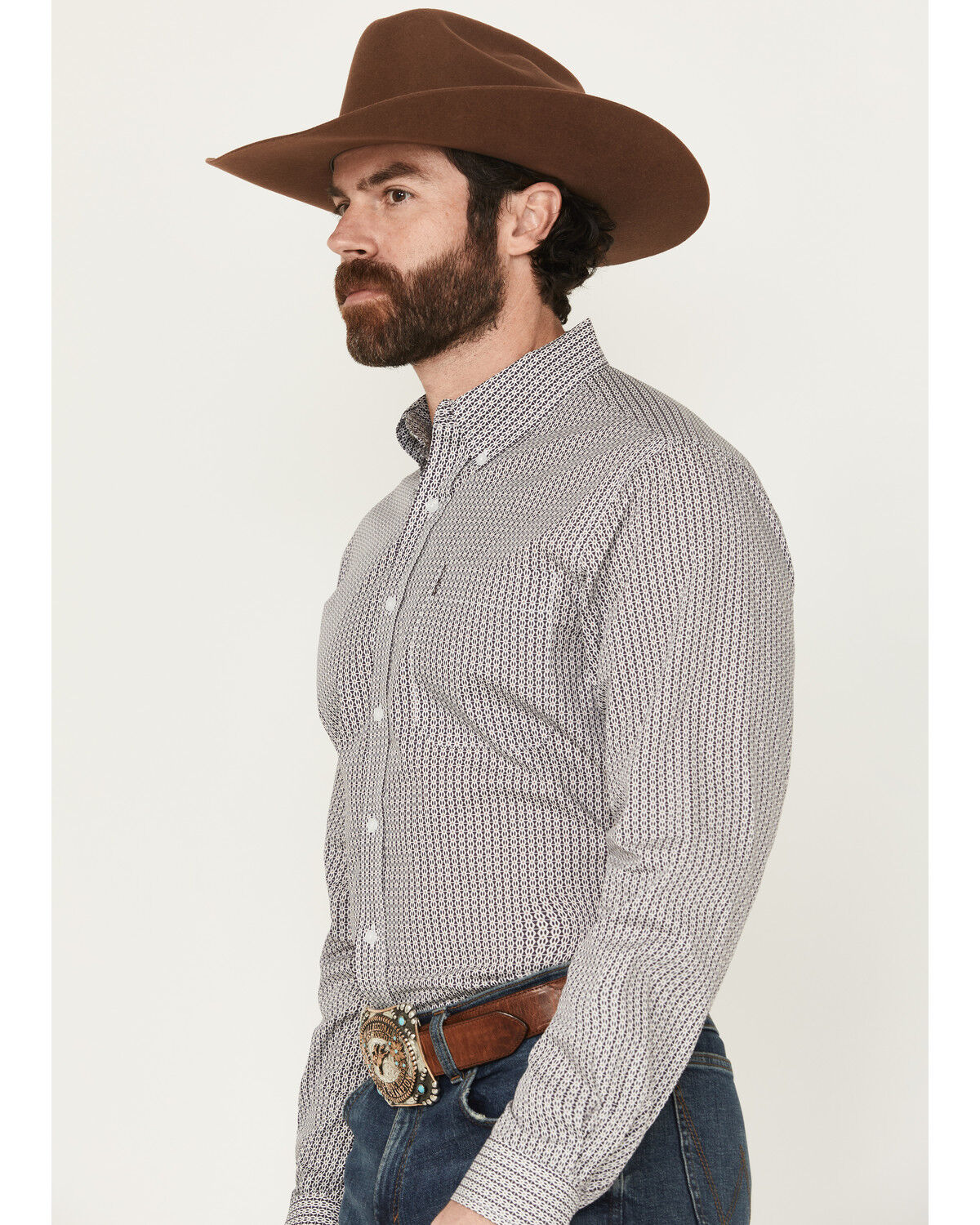 Image #2 - Cinch Men's Geo Print Modern Fit Long Sleeve Button-Down Western Shirt, White, hi-res