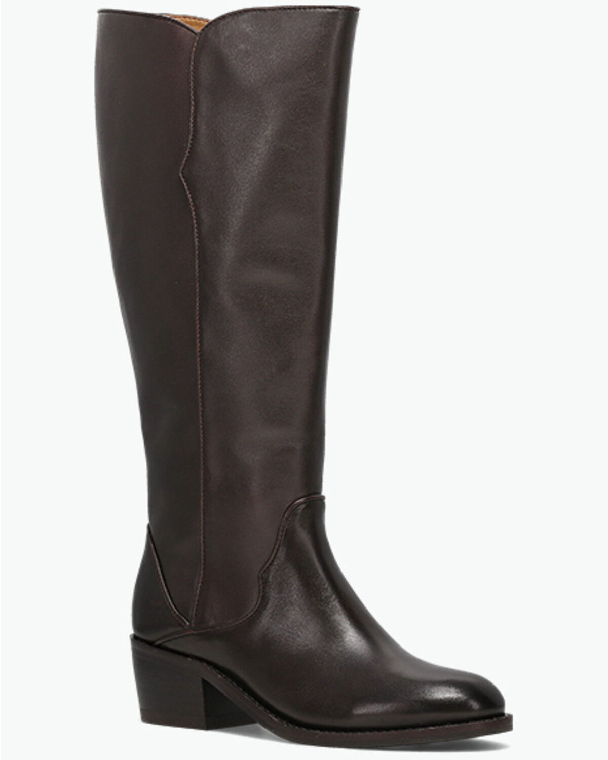 Frye Women's Carson 2 Piping Tall Wide Calf Fashion Boots - Round Toe, Dark Brown, hi-res