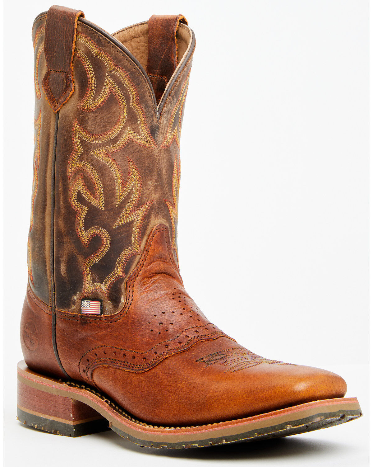 Double H Men's Boot Barn Exclusive 11" Domestic I.C.E&trade; Saddle Vamp Performance Western Boots - Broad Square Toe, Brown, hi-res