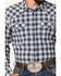 Image #3 - Blue Ranchwear Men's Crossville Herringbone Checkered Print Long Sleeve Snap Work Shirt, Dark Blue, hi-res