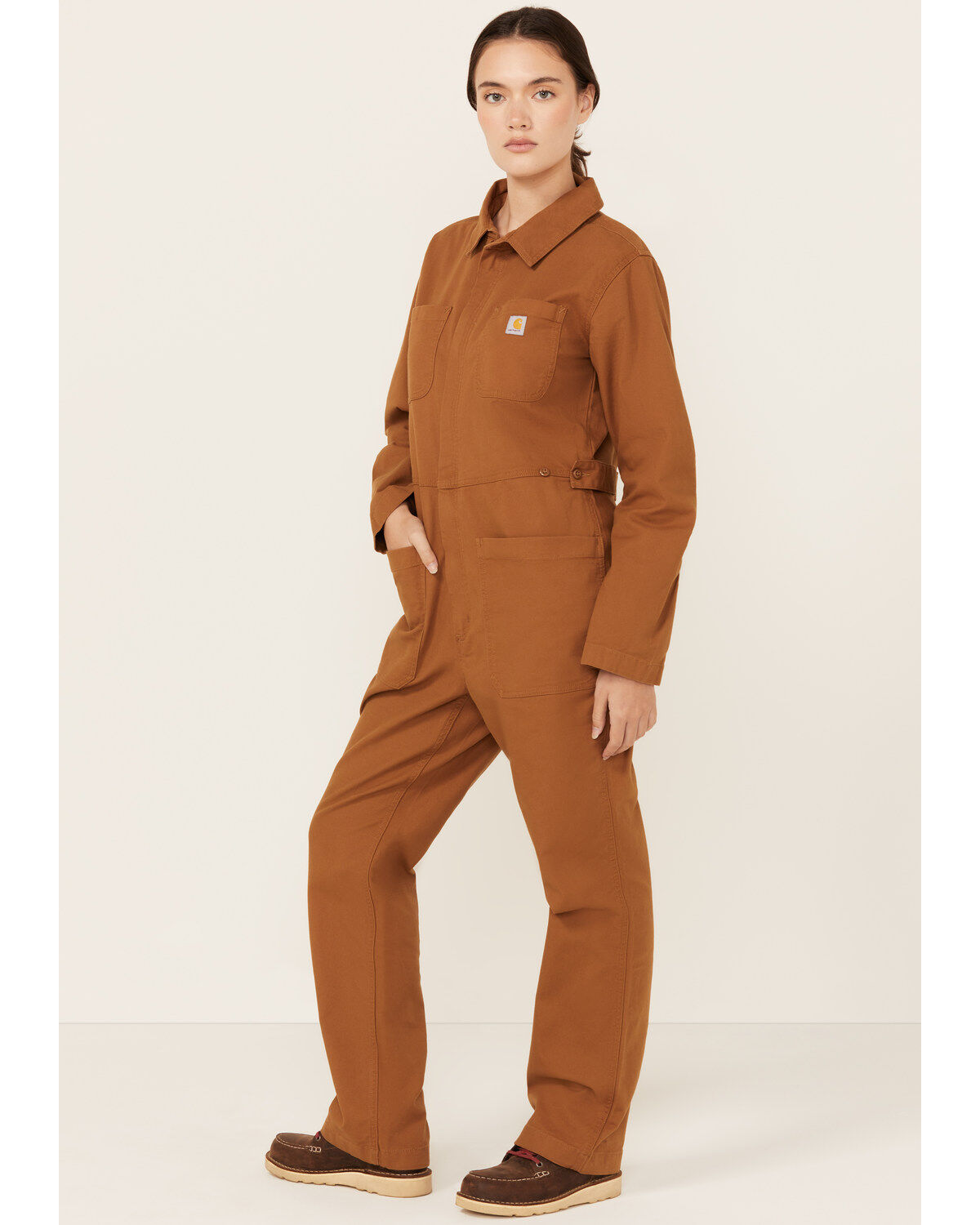 Image #1 - Carhartt Women's Rugged Flex&reg; Relaxed Fit Canvas Coveralls, Tan, hi-res