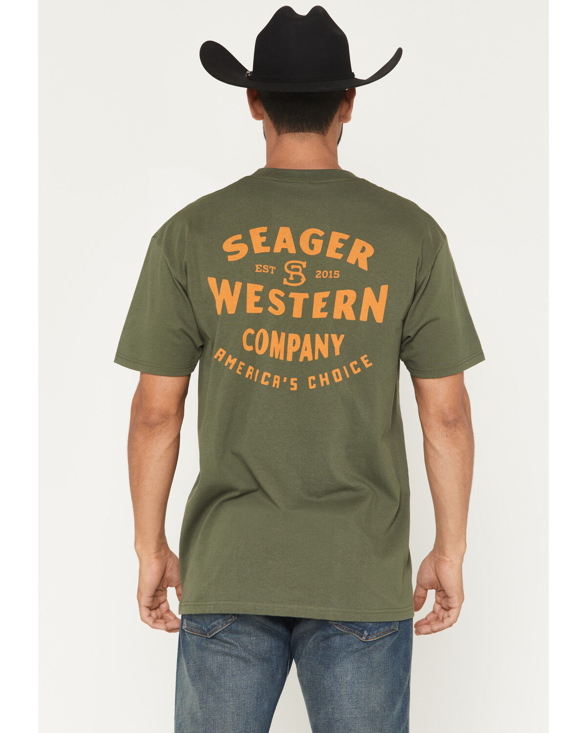 Image #1 - Seager Men's America's Choice Short Sleeve Graphic T-Shirt, Green, hi-res