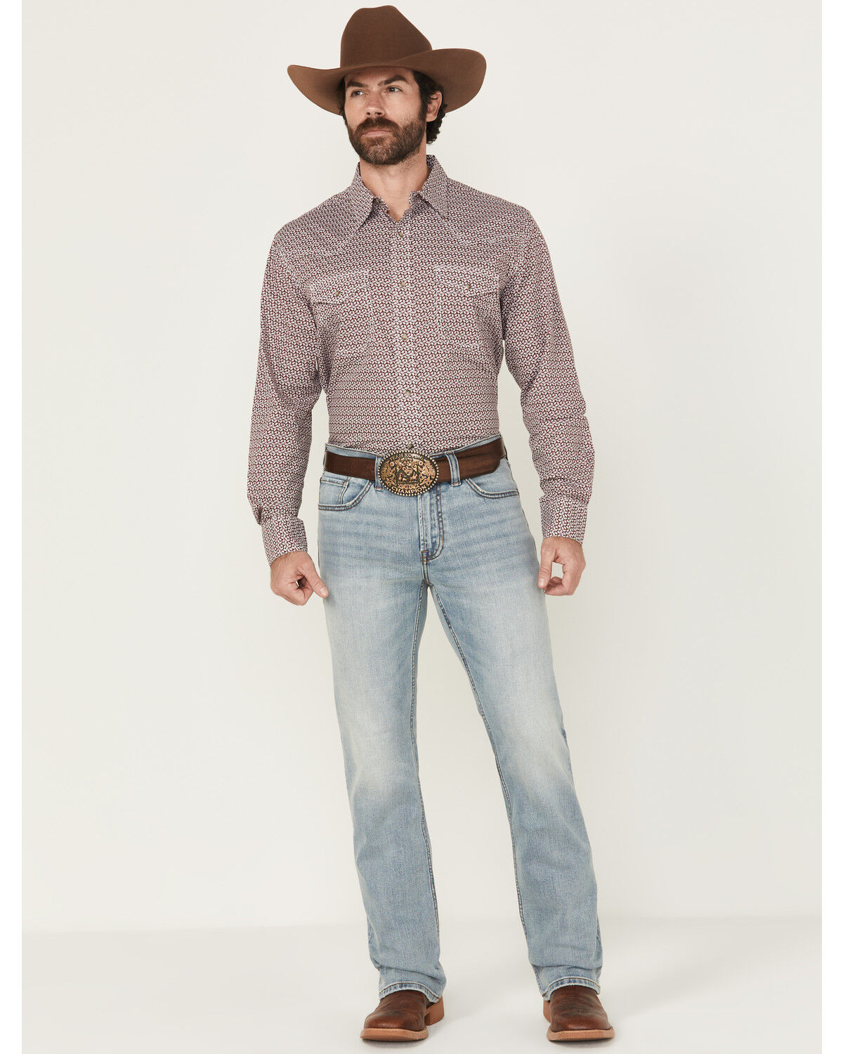 Image #1 - RANK 45&reg; Men's Bunker Wash Trigger Slim Bootcut Stretch Denim Jeans, Light Wash, hi-res