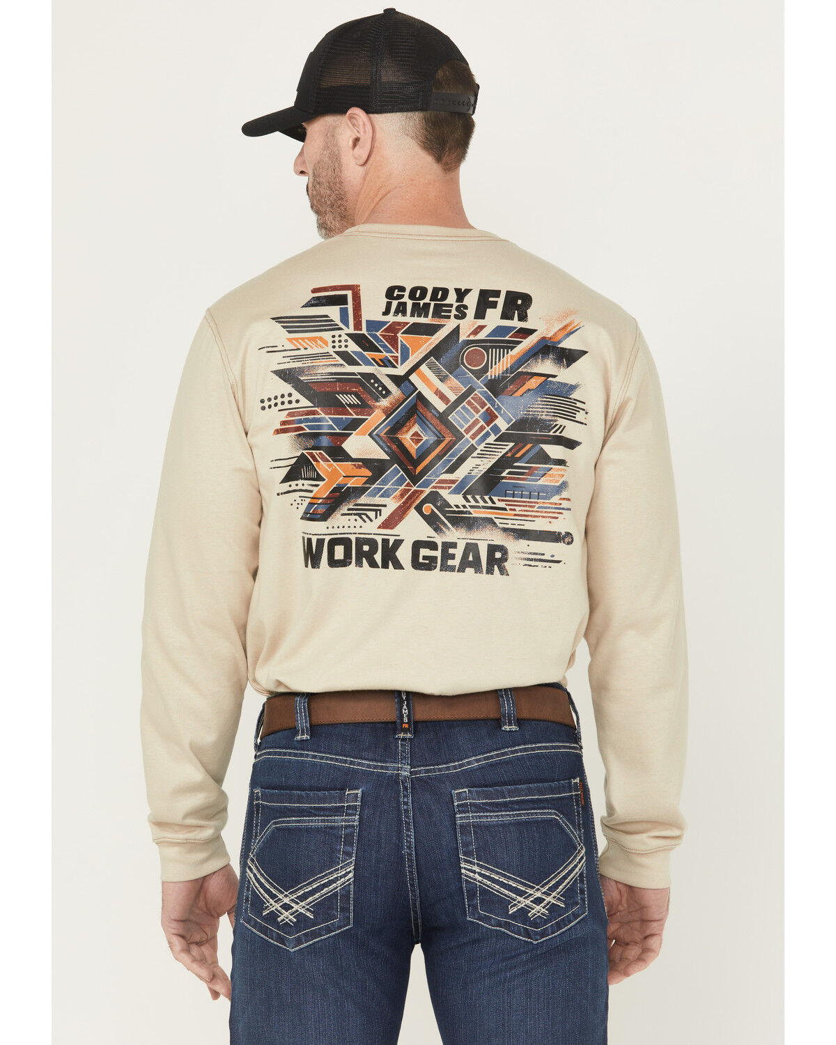 Cody James Men's FR Thrasher Long Sleeve Graphic Work Shirt, Tan, hi-res