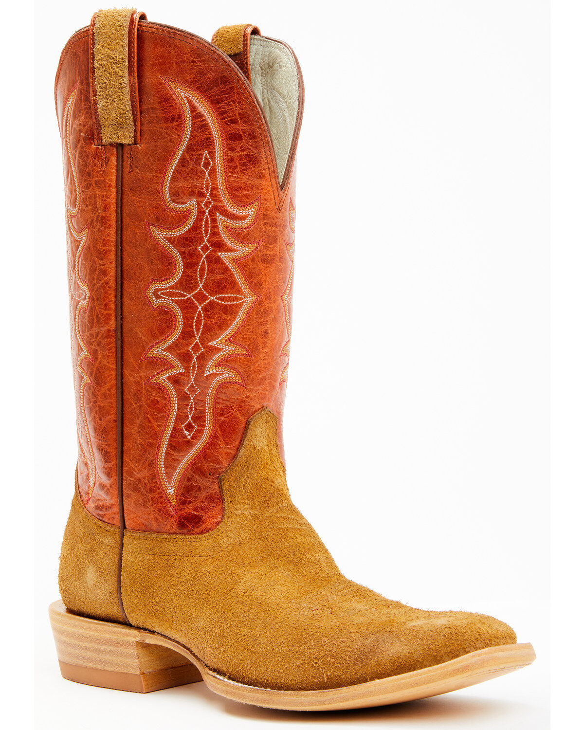 Hondo Boots Men's Roughout Western Boots - Broad Square Toe, Brown, hi-res