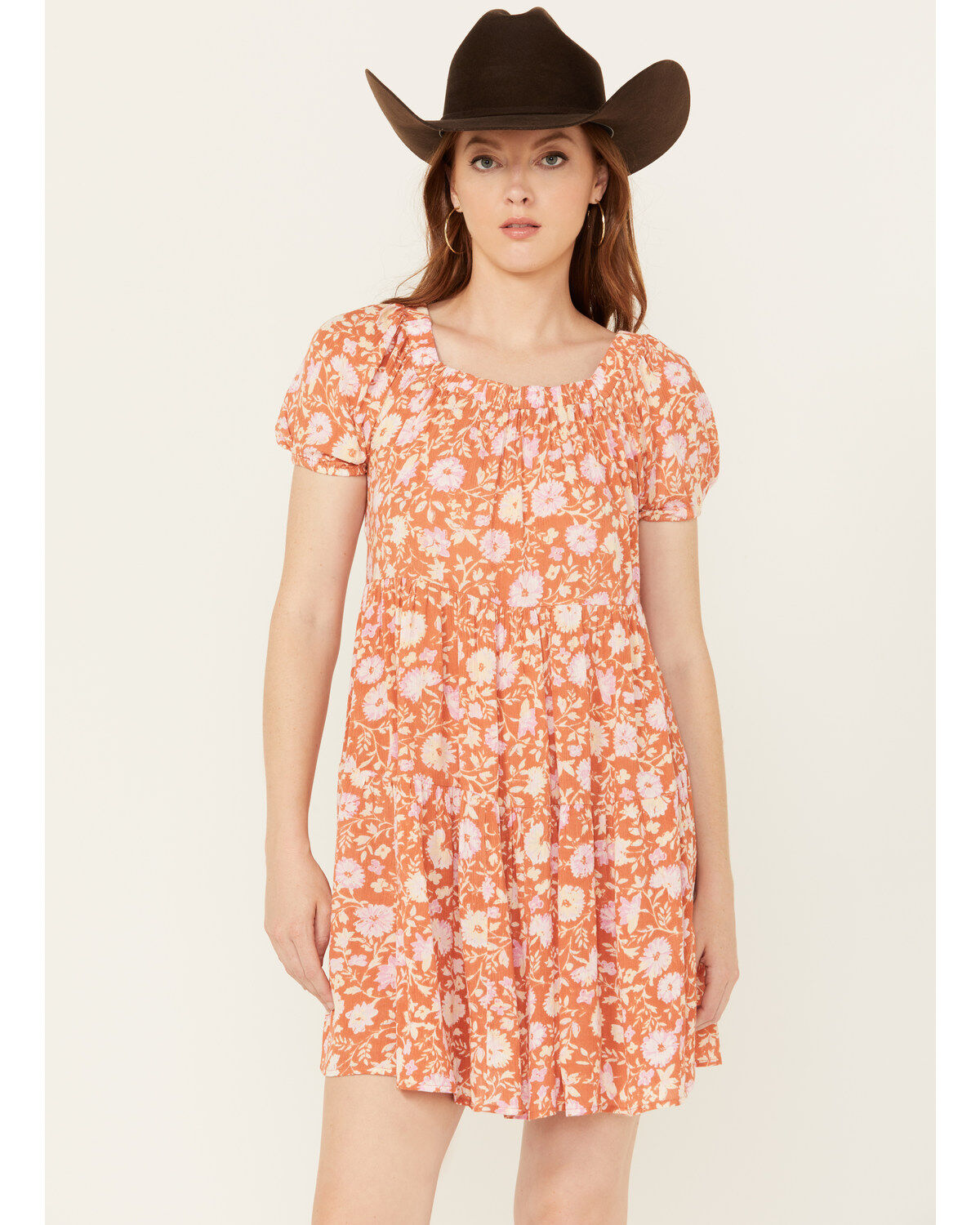 Sade & Sage Women's With Love Floral Mini Dress, Coral, hi-res