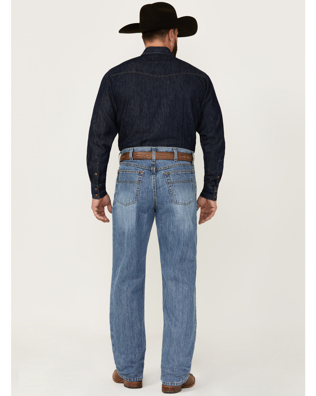 Image #3 - Cinch Men's Black Label Medium Wash Loose Tapered Rigid Denim Jeans, Blue, hi-res