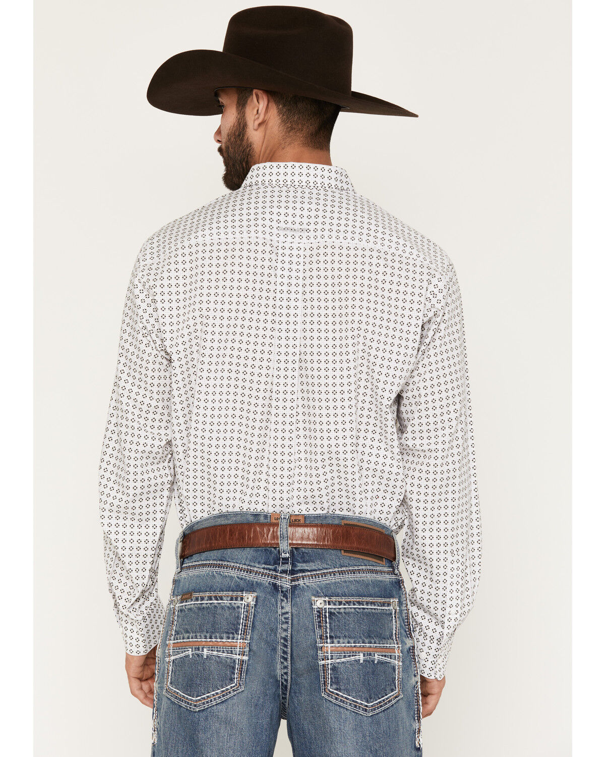Image #4 - Ariat Men's Boot Barn Exclusive Franz Geo Print Long Sleeve Button-Down Western Shirt, White, hi-res