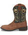 Image #3 - Justin Boys' Bowline Junior Western Boots - Broad Square Toe, Green/brown, hi-res