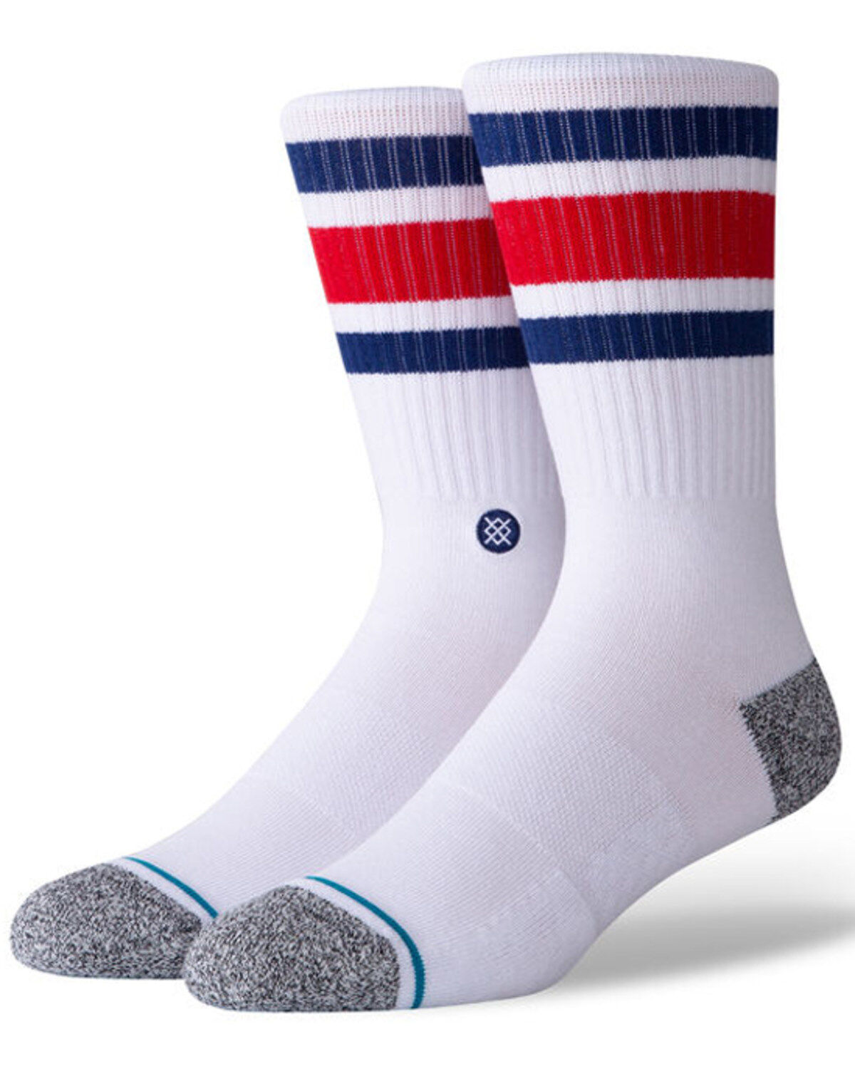 Image #1 - Stance Men's Blue & Red Boyd Stripe Crew Socks, Blue, hi-res