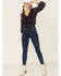 Image #2 - Sadie & Sage Women's Navy Floral Print Blouse, Navy, hi-res