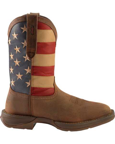 Image #3 - Rebel by Durango Men's Steel Toe American Flag Western Work Boots, Brown, hi-res