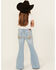 Image #3 - Shyanne Girls' Ophelia Floral Embroidered Light Wash Flare Stretch Denim Jeans , Medium Wash, hi-res