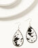 Image #1 - Shyanne Women's Teardrop Cow Hair-On Earrings, Silver, hi-res