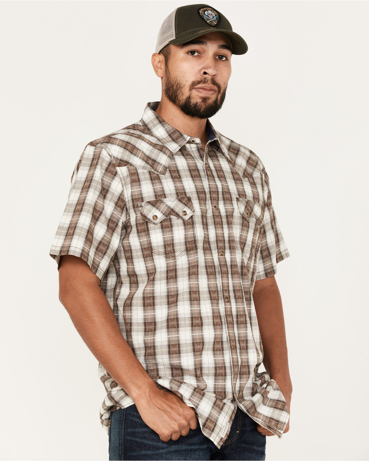 Image #2 - Moonshine Spirit&reg; Men's Twisted Barb Plaid Snap Western Shirt, Brown, hi-res