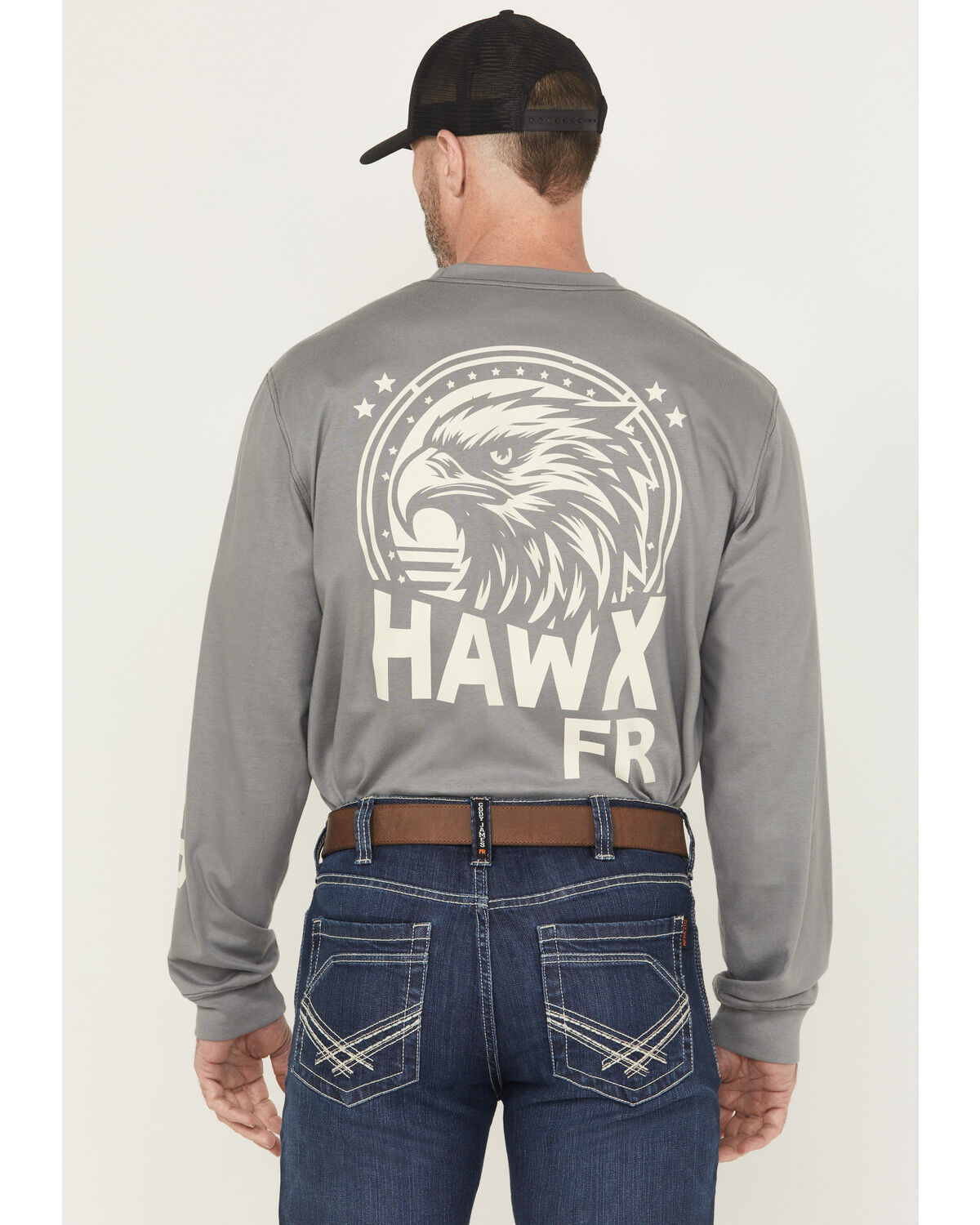Image #1 - Hawx Men's FR Hawk Long Sleeve Graphic Work Shirt, Light Grey, hi-res