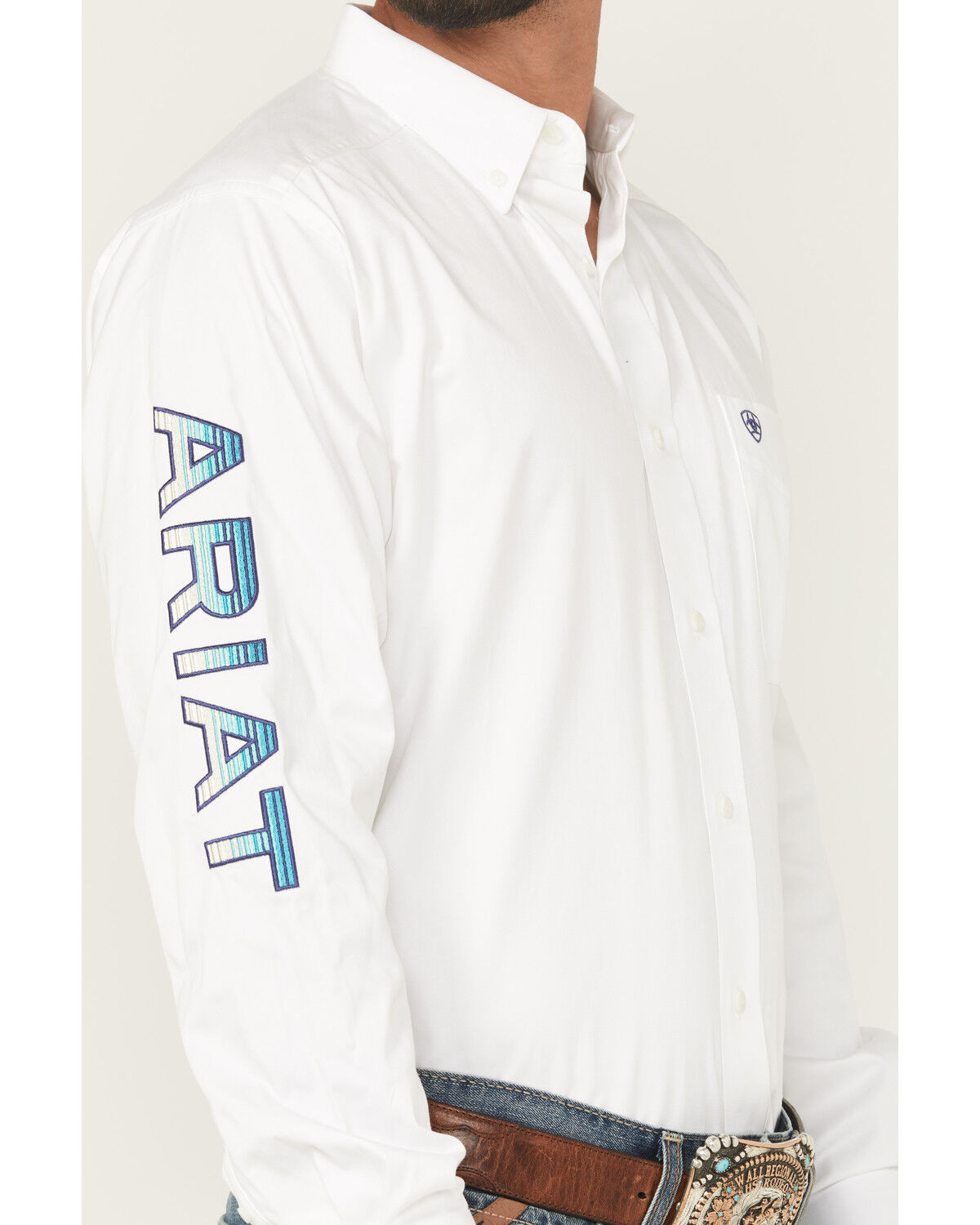 Image #3 - Ariat Men's Team Logo Solid Long Sleeve Button-Down Western Shirt, , hi-res
