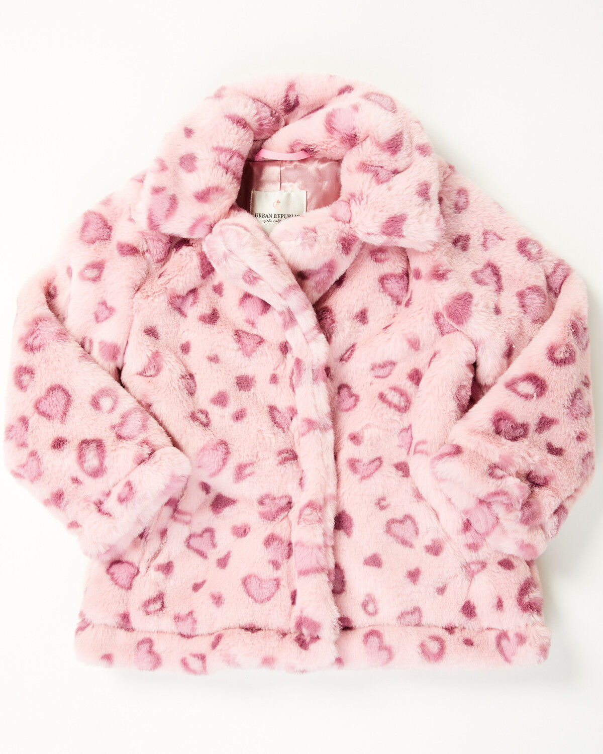 Urban Republic Infant Girls' Jaguar Print Faux Fur Jacket, Pink, hi-res