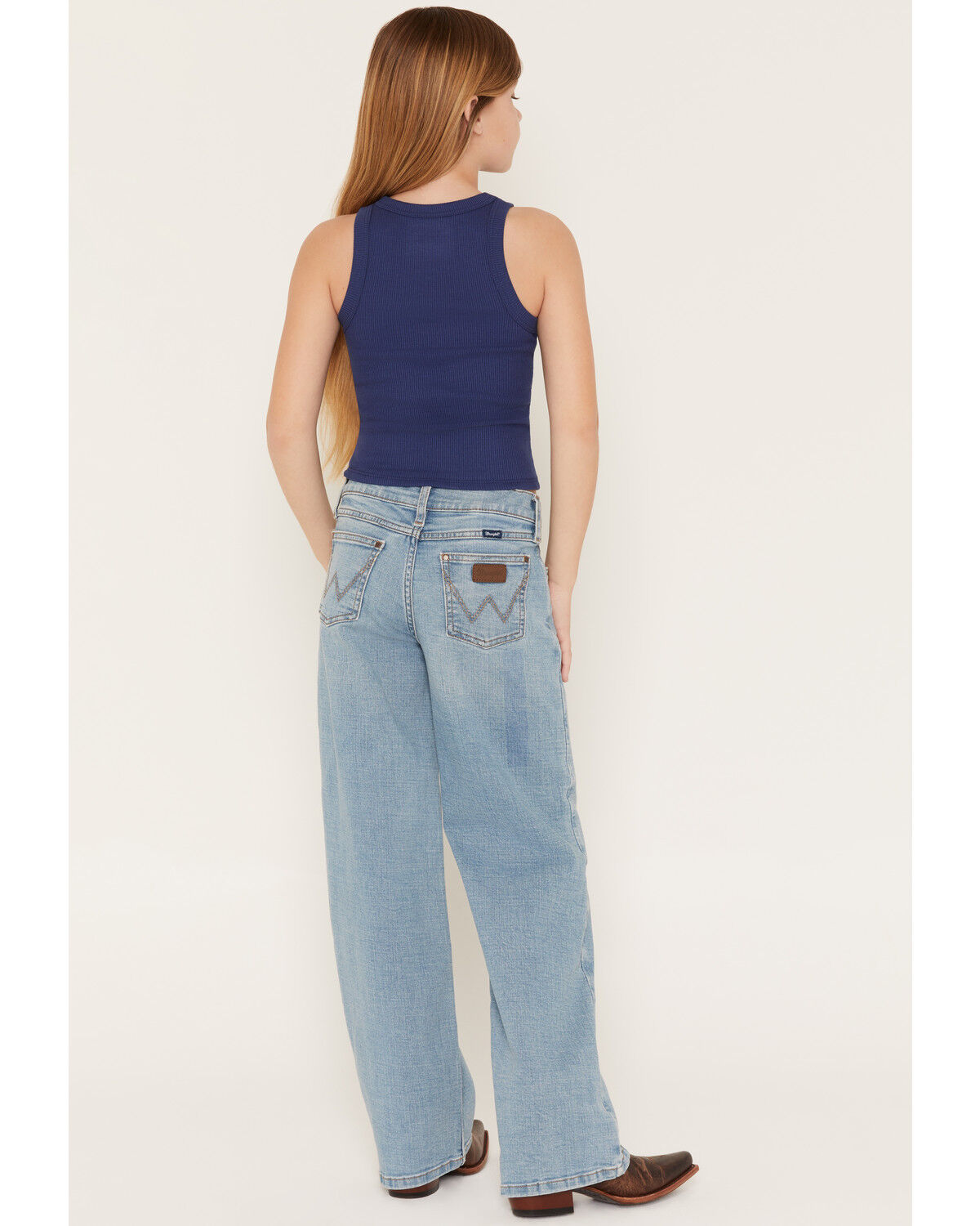 Image #3 - Wrangler Girls' Light Wash Carla Wide Leg Stretch Denim Jeans, Light Wash, hi-res