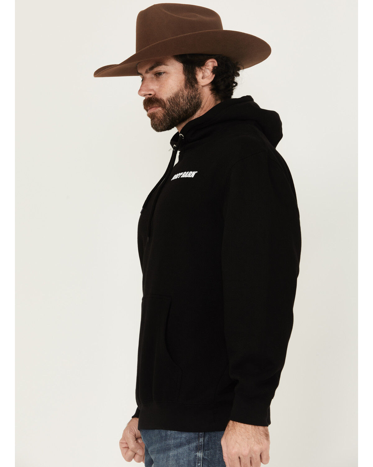Image #2 - Boot Barn Men's Logo Graphic Hooded Sweatshirt, Black, hi-res