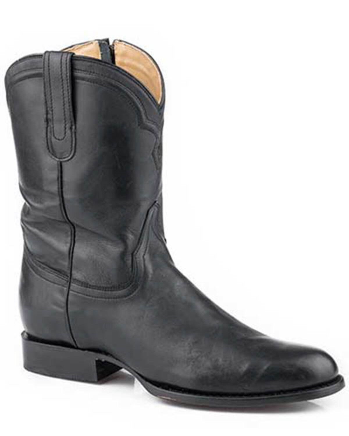 Image #1 - Stetson Men's Rancher Zip Roper Boots - Round Toe, Black, hi-res