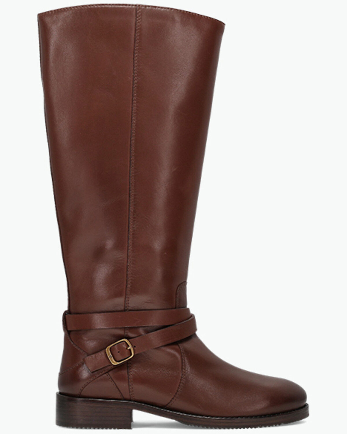 Image #2 - Frye Women's Melissa Belted Riding Wide Calf Fashion Boots - Round Toe, Brown, hi-res